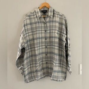 Company by Ellen Tracy Gray and White Plaid Button Down Shirt